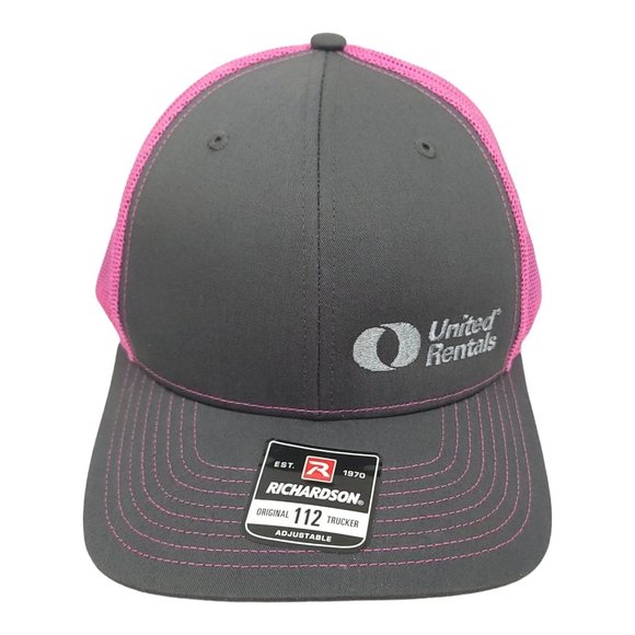 United Rentals Gray Pink Mesh Snapback Cap Trucker Baseball Hat Richardson NEW - Picture 1 of 12